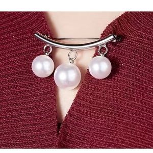 3/$10 Pin Neck Tie Gold Faux Pearls Brooch